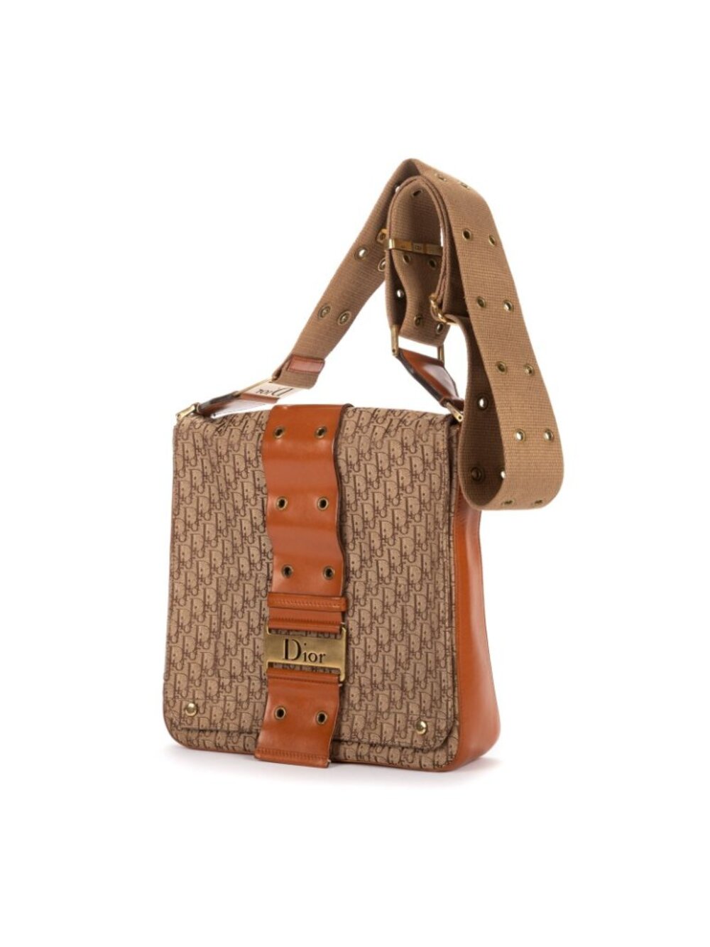Dior Star Chain Crossbody Brown Beige Trotter Pattern Canvas - Picture 2 of 10